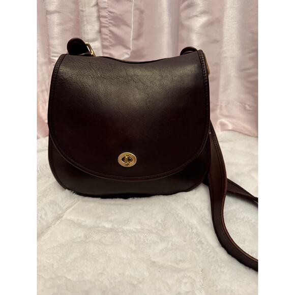 Vintage Coach 9988 Dark Mahogany Crescent Saddle Crossbody Made in / USA - Picture 7 of 14